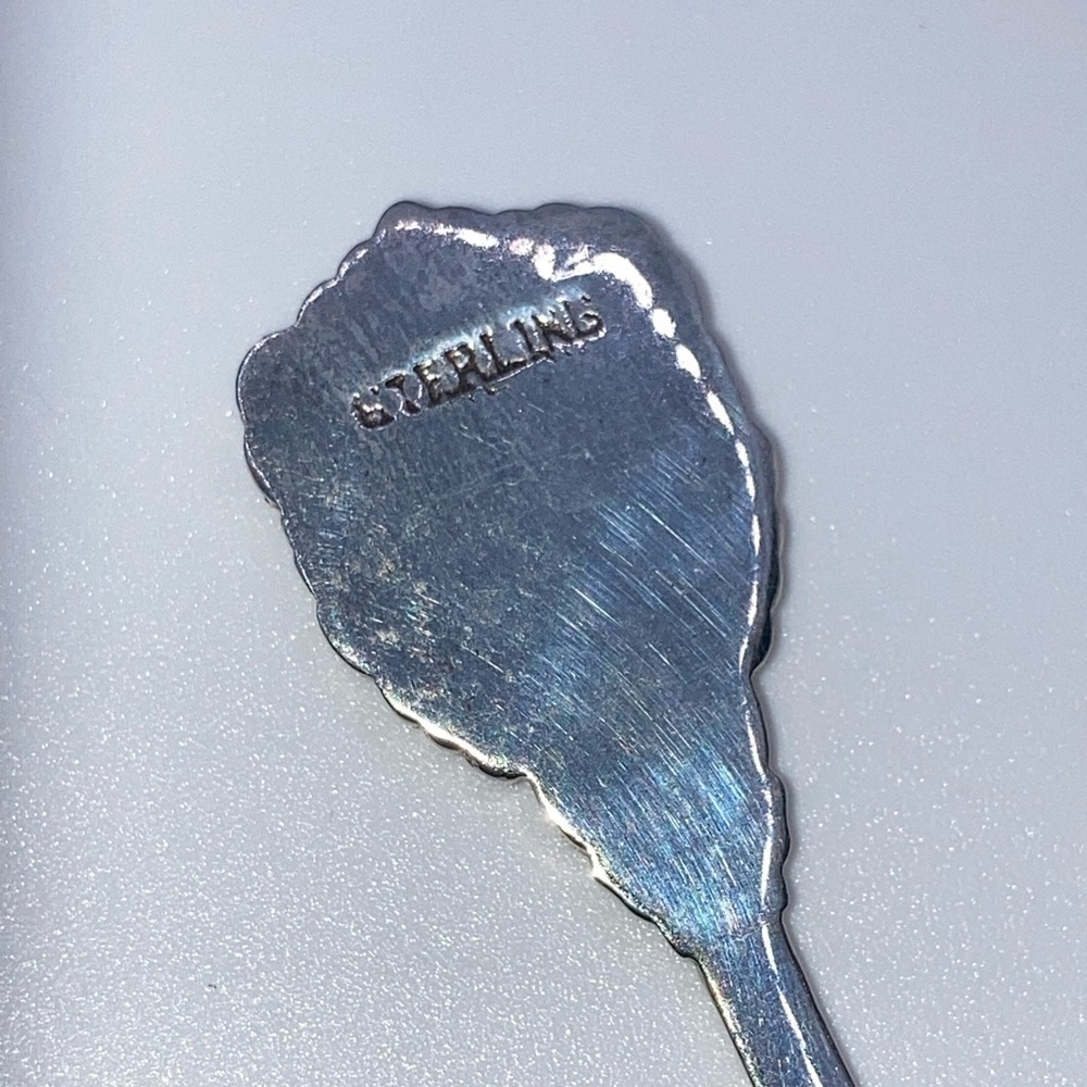 Vtg Sterling Silver Blue Enamel ‘ Bombay ‘ Sugar Souvenir Spoon 4” - Picture 5 of 6